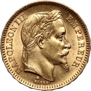 Frankreich, Napoleon III, 20 Francs 1864 A, Paris