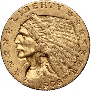 USA, 2 1/2 Dollars 1908, Philadelphia, Indian head