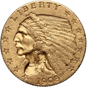 Spojené Štáty Americké, 2 1/2 dolára 1908, Philadelphia, Indiana