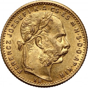 Ungarn, Franz Joseph I., 8 Forint = 20 Franken 1882 KB, Kremnica