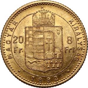 Ungarn, Franz Joseph I., 8 Forint = 20 Franken 1882 KB, Kremnica