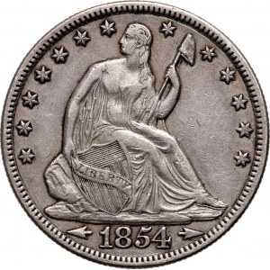 Spojené státy americké, 50 centů (Half Dollar) 1854, Philadelphia, Liberty Seated