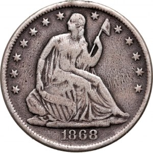 Spojené štáty americké, 50 centov (Half Dollar) 1868, Philadelphia, Liberty Seated