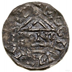 Mogilno type denarius; Av: Cross, in the angles a wedge, a ring....