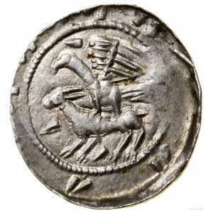Denar, bez daty (1138-1146); Aw: Rycerz z mieczem i tar...