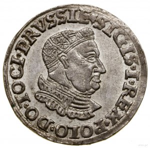 Trojak, 1535, Toruń; popiersie króla w ozdobnym czepcu ...