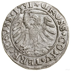 Grosz, 1531, Toruń; końcówki legend PRVS / PRVSS; Białk...