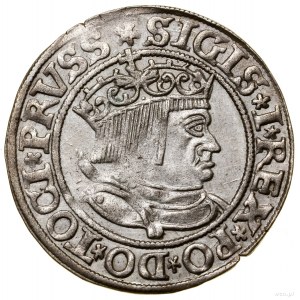 Grosz, 1534, Toruň; busta kráľa s dlhými vlasmi, ...