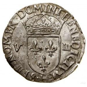 1/8 écu, 1587 H, La Rochelle; tytulatura królewska przy...