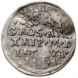 Trojak, 1580, Wilno; głowa króla przerywa legendę awers...
