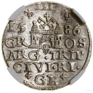 Trojak, 1586, Riga; small king's head on obverse; Iger R....