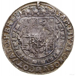 Thaler, 1630, Bydgoszcz; Av: Úzka polovičná postava kráľa v...