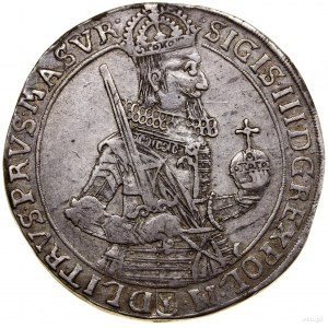 Thaler, 1630, Bydgoszcz; Av: Polovičná postava kráľa bez šerpy...