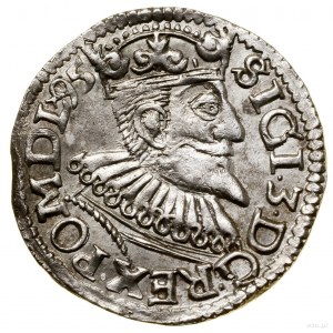 Trojak, 1595, Wschowa; korona z lilią bez obwódki, data...