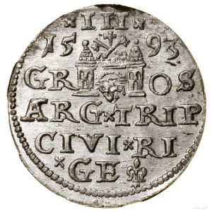 Trojak, 1593, Ryga; końcówka legendy awersu LIV; Iger R...