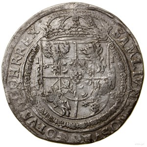 Thaler, 1636, Bydgoszcz; Av: Úzká půlfigura panovníka v pr...