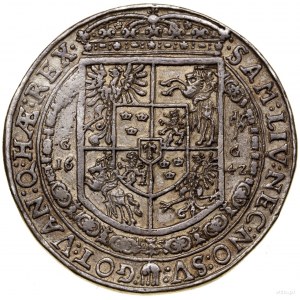 Thaler, 1642, Bydgoszcz; Av: Busta panovníka v zdobenom...