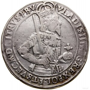 Thaler, 1635, Toruň; Av: Polopostava krále ve zbroji vpravo....
