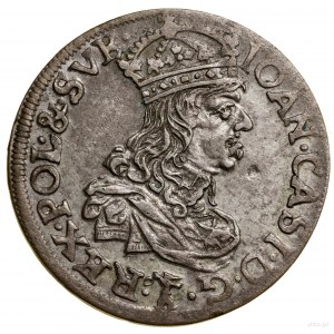 Szóstak, 1661, Kraków; Slepowron coat of arms on obverse, varia...