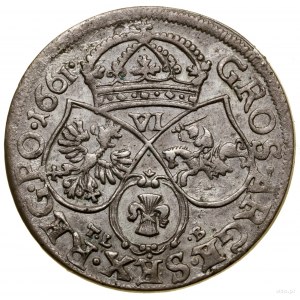 Szóstak, 1661, Kraków; Slepowron coat of arms on obverse, varia...