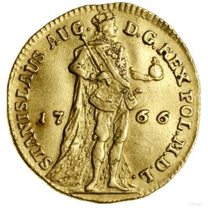 Ducat, 1766, Warsaw; Av: A figure of the king in crown attire....