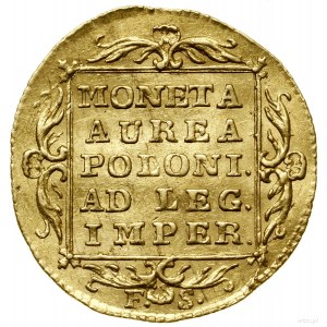Dukát, 1766, Varšava; Av: Postava kráľa v korunovačnom odeve....
