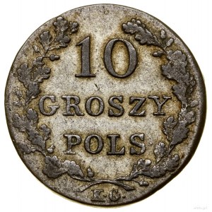 10 groszy, 1831 KG, Warszawa; łapy Orła zgięte, nad wią...