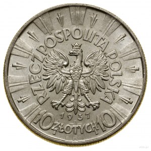 10 złotych, 1937, Warszawa; Józef Piłsudski; Kop. 3005,...
