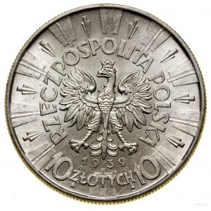 10 złotych, 1939, Warszawa; Józef Piłsudski; Kop. 3008,...