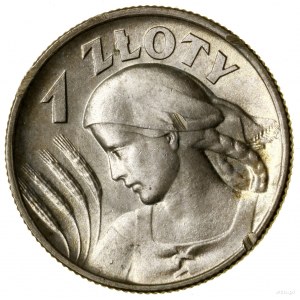 1 złoty, 1925, Londyn; Popiersie kobiety z kłosami; Kop...