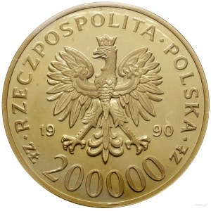 200.000 złotych, 1990, mennica w USA; Solidarność (1980...