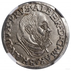 Trojak, 1537, Królewiec; końcówka napisu na awersie PRV...