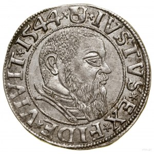 Grosz, 1544, Królewiec; długa broda księcia, końcówka l...