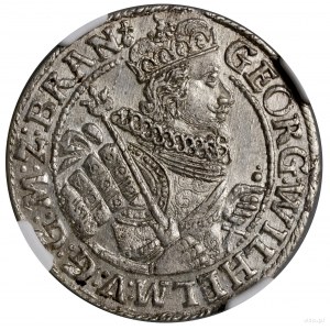 Ort, 1622, Królewiec; półpostać w mitrze książęcej i zb...