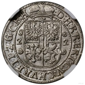 Ort, 1622, Królewiec; półpostać w mitrze książęcej i zb...