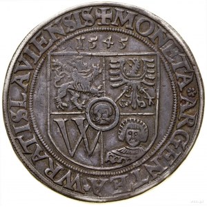 Talar, 1545, Wrocław; Aw: Pięciopolowa tarcza herbowa m...