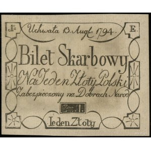 1 Polish zloty 13.08.1794; E series; Lucow 42e (R8), Mił...