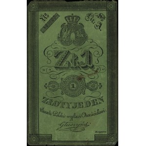1 złoty, 1831; seria A, numeracja 827727, podpis: dyrek...