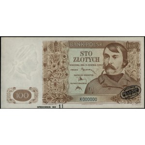 100 złotych, 15.08.1939; seria K, numeracja 000000, na ...