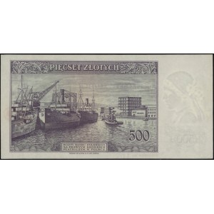 500 złotych, 15.08.1939; seria C, numeracja 000000, na ...