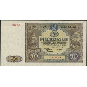 50 złotych, 15.05.1946; seria L, numeracja 1239004; Luc...