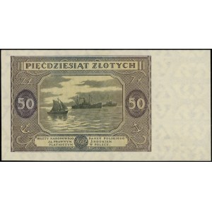 50 złotych, 15.05.1946; seria L, numeracja 1239004; Luc...
