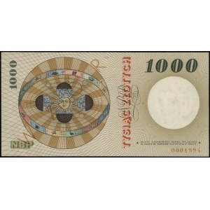 1.000 złotych, 29.10.1965; seria A, numeracja 0000000, ...