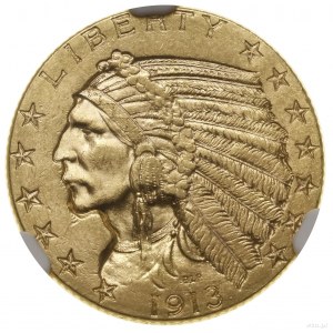 5 dolarów, 1913, Filadelfia; typ Indian Head; Fr. 150, ...