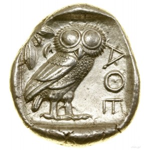 Tetradrachma, (asi 454-404 př. n. l.), Athény; Av: Hlava Athény....