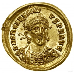 Solidus, (397-402), Konstantinopol; Av: poprsí císaře...