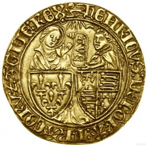 Salut d'or, (1423), Rouen; Av: Dva štíty s erbmi (fra...