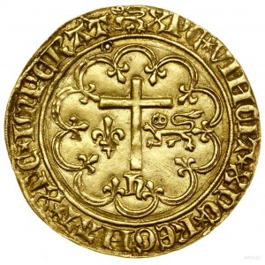 Salut d'or, (1423), Rouen; Av: Dva štíty s erbmi (fra...