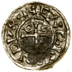 Denar, (985-995), Ratyzbona, mincerz Ag; Aw: Krzyż, w k...