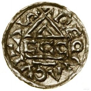 Denarius, (985-995), Regensburg, Ag minter; Av: Cross, in k...